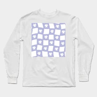 Large Floral Checker Board - pastel lilac purple Long Sleeve T-Shirt